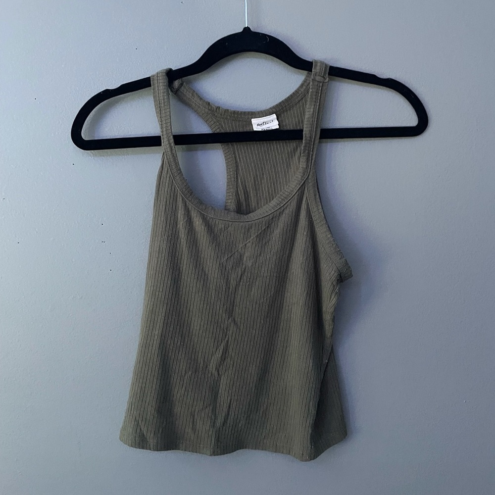 Army green crop tank top